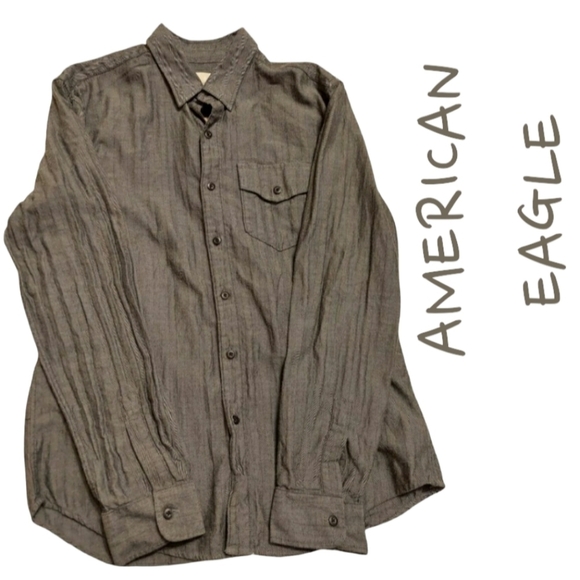 𝅺american Eagle shirt Gray button down Mens size medium - Picture 1 of 6